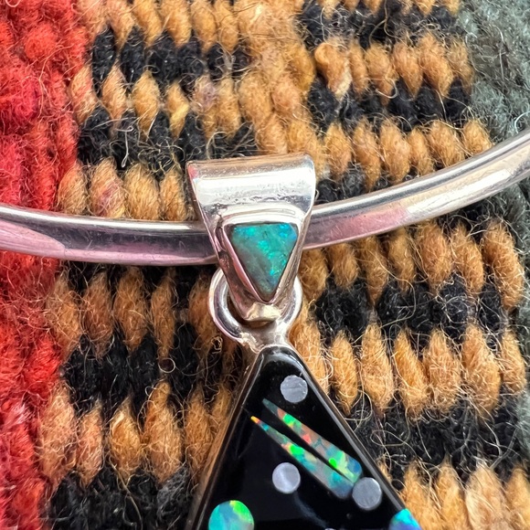 ❤️ Signed Galaxy Pueblo 925 Navajo “RD” Celestial Inlaid Pendant Native American - Picture 4 of 10